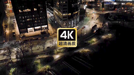 航拍素材夜晚城市建筑群