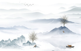 最新 山水画无框画 TIF分层