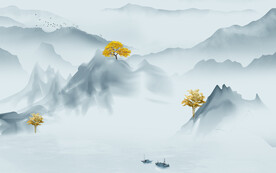 意境 山水画无框画 TIF分层