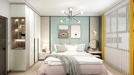 儿童房背景墙衣柜