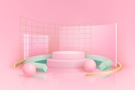 3D粉红产品展示背景板模板素材