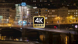 航拍夜晚城市立交桥车流