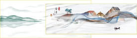 装饰画 蓝色水墨线条 新中式