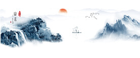 装饰画 抽象线条 水墨山水画