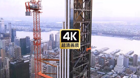 近距离航拍在建的摩天大楼商务楼