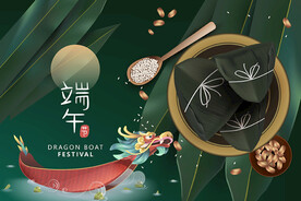 端午节佳节粽子荷叶荷花龙船龙舟