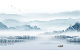中式山水无框画 TIF分层图