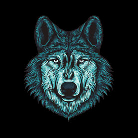 黑色背景狼头矢量插图插画素材