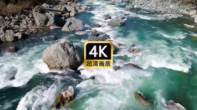 短视频素材航拍奔流的河水