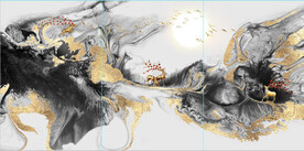 新中式抽象金色水墨风景装饰画