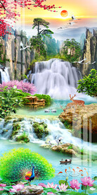 流水生财风景山水玄关