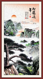竖幅山水画