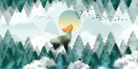 晶瓷画 树林风 麋鹿