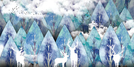 手绘森林风 晶瓷画 麋鹿