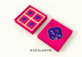 月饼盒国潮 木纹矢量花鸟通版