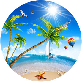 蓝天白云沙滩软膜天花