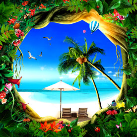 阳光沙滩椰子树