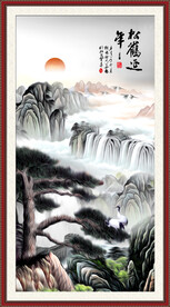 迎客松山水画