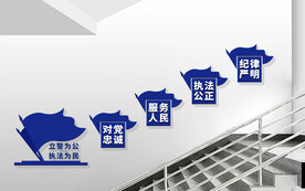 警营标语楼梯文化墙