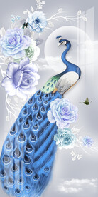 花开富贵手绘牡丹孔雀时尚玄关