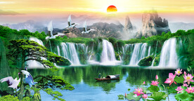 迎客松山水画