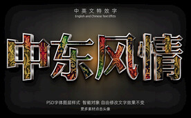 中东风情图案纹理3D特效字