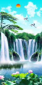 竖幅山水画