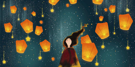 晶瓷画 抽象画 孔明灯