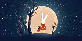 晶瓷画 抽象画 星空夜晚 兔子