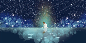 晶瓷画 抽象画 星空夜晚 女孩