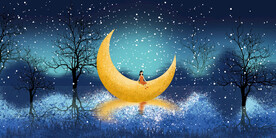 晶瓷画 抽象画 月亮女孩