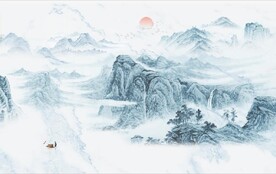 大理石爵士白水墨山水国画背景墙
