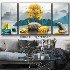 三联画 金树葫芦