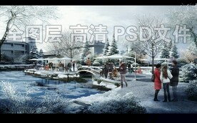 城市雪景
