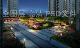 小区绿化夜景