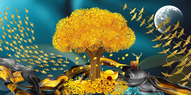 晶瓷画 鱼群 鸟群