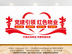 红色物业形象墙