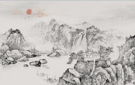 中式水墨山水国画电视背景墙