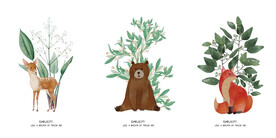 装饰画 晶瓷画 熊 鹿 狐狸