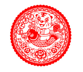虎年窗花剪纸