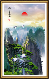 迎客松山水画