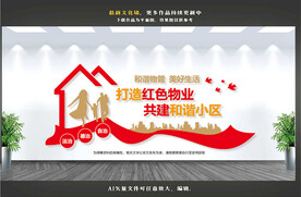 红色物业文化墙