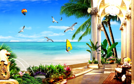 欧式风景画地中海风格壁画