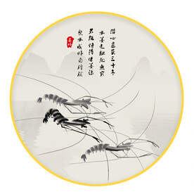 圆形画 手绘虾