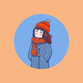 手绘冬天女孩插画