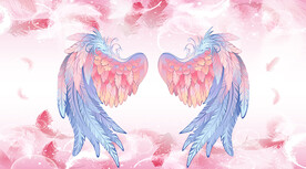 粉红网红翅膀背景墙