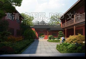 红墙寺庙绿化