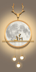 光影几何麋鹿月亮玄关