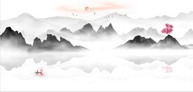 新中式水墨山水风景背景墙壁画