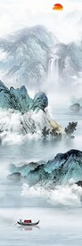 别墅山水竖式玄关